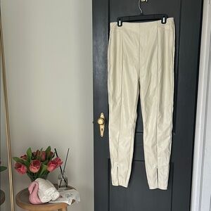 Missguided Ivory Faux Leather Trousers